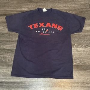 NFL Houston Texans AFC Football T Shirt XL Puff Print Navy‎ Blue Logo